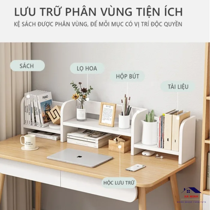 Kệ Sách Gỗ Để Bàn Đa Năng Decor Bàn Học ,Bàn Làm Việc Cực Xinh, Giá Sách Để  Bàn Học Bàn Làm Việc - HM261