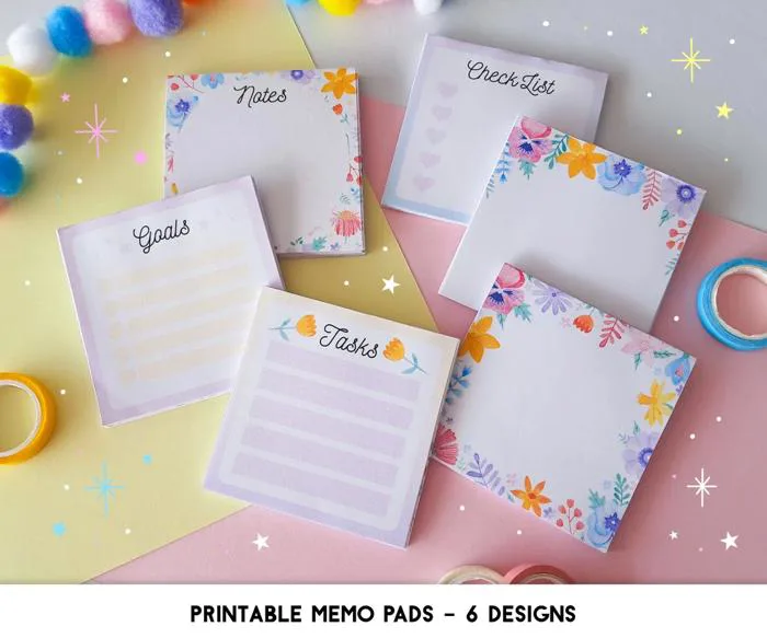 Printable Memo Pad Notes, Pastel Rainbow Floral Stationery, to Do List  Sticky Note Pad, Planners and Journalling Accessories - Etsy