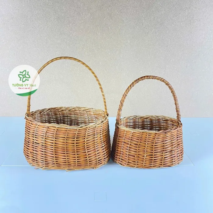 Giỏ mây đan cắm hoa decor, mây tre đan trang trí nhà cửa