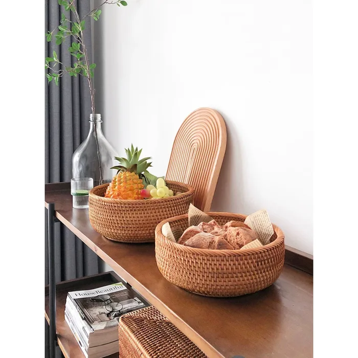 Rổ Mây Tròn Đựng Hoa Quả Giá Rẻ Có Sẵn Tại Cửa Hàng Vừng Decor.