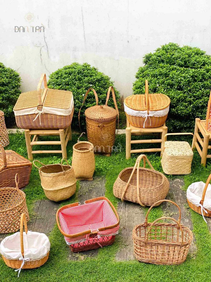 Giỏ mây decor giá rẻ gia công tại xưởng mây tre việt nam