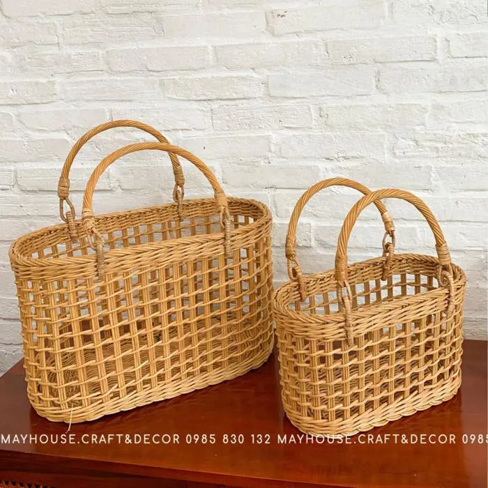 Giỏ mây tre đan thưa hàng thủ công chất lượng và tiện dụng