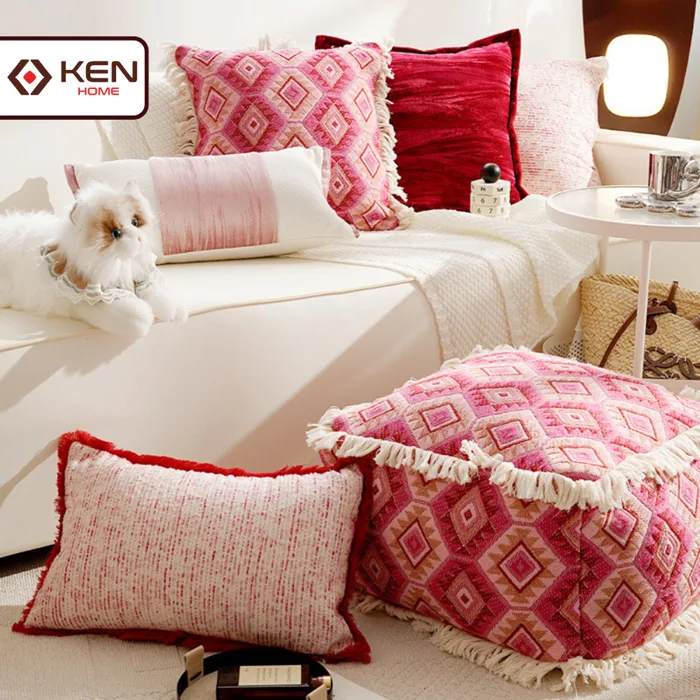 Gối Sofa Trang Trí Phòng Khách Tone Đỏ Trắng, Gối Sofa Phong Cách Bắc Âu, Gối  Decor Sofa Cao Cấp Hiện Đại, KENHOME | Shopee Việt Nam