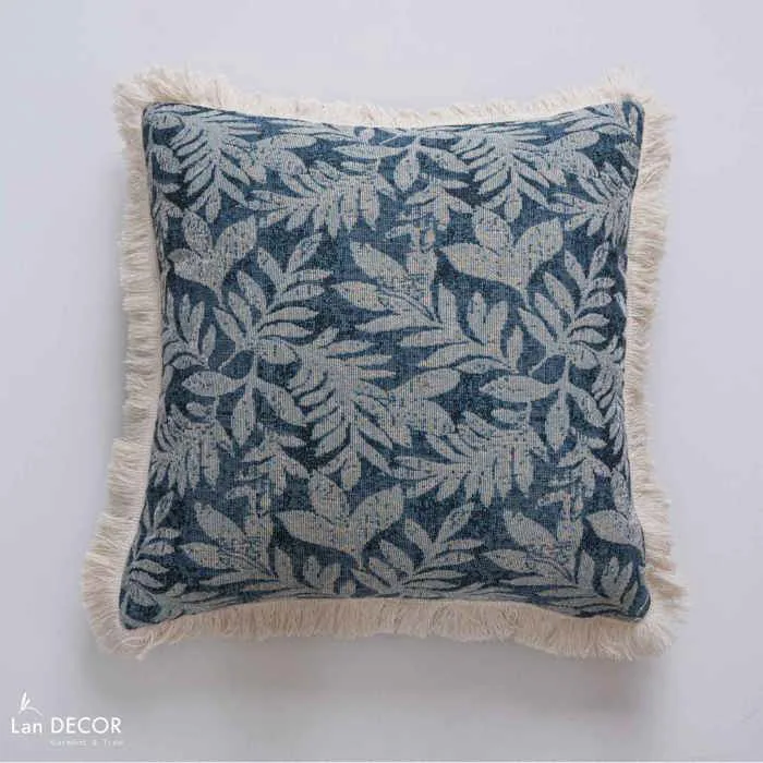 Vỏ gối tựa họa tiết lá xanh decor phòng khách sang trọng, hiện đại - VGR596  Cây Giả Trang Trí nhà Đẹp - Lan Decor