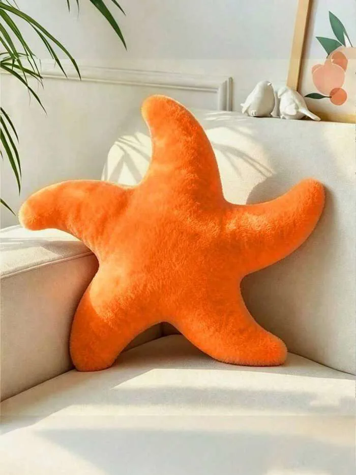 1 chiếc gối ôm hình sao biển bằng lông thú nhân tạo mềm mại, gối trang trí  dễ thương cho sofa và giường, phụ kiện decor phòng thẩm mỹ, phù hợp cho