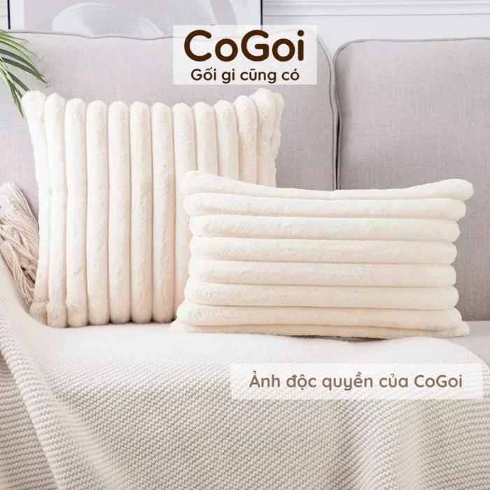Gối tựa lưng sofa, gối decor trang trí lông thỏ sọc 2 mặt | Shopee Việt Nam