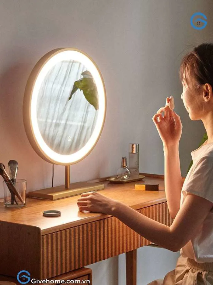 Gương trang điểm để bàn có đèn led hiện đại