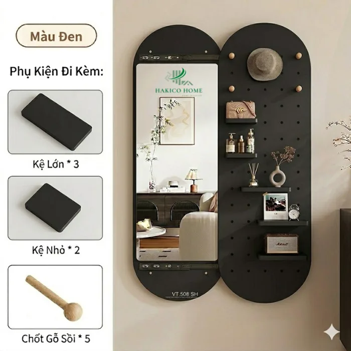 Gương decor phòng ngủ hiện đại, Gương soi treo tường kết hợp kệ treo đồ  thông minh-kc 1908. | Shopee Việt Nam