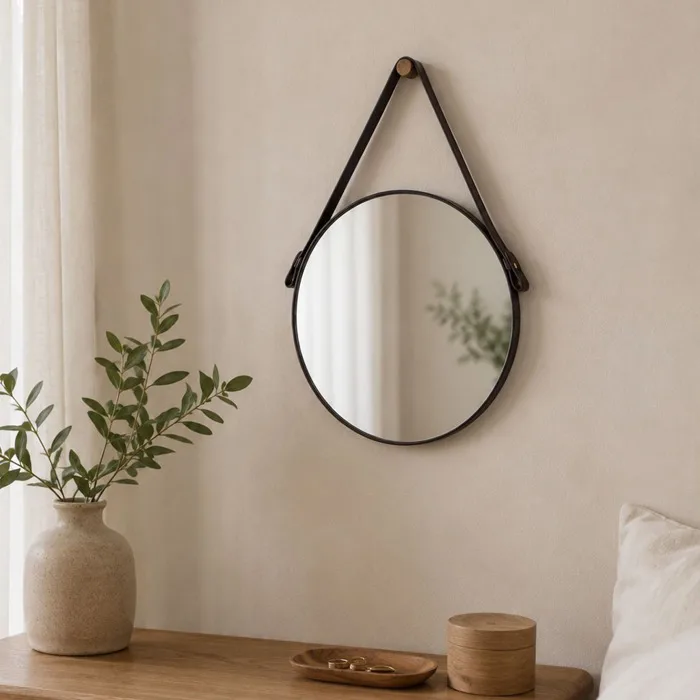 Gương Tròn Treo Tường Viền Gỗ Nhu Y Decor nhiều kích thước , Gương Soi  Decor Phòng Ngủ Nhà Tắm
