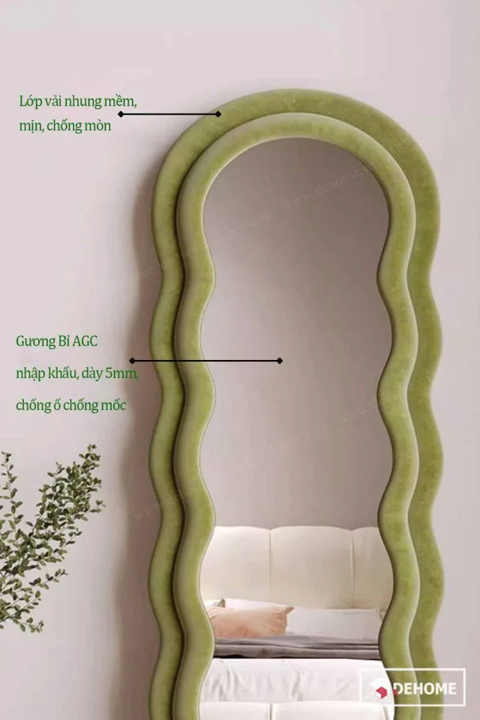 Gương Viền Sóng Soi Toàn Thân Decor Cao Cấp Dehome - DV717E