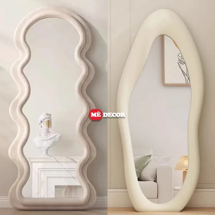 gương soi toàn thân hạt đậu bọc nỉ xịn có ánh kim Mê DECOR gương hạt đậu, gương  lượn sóng | Shopee Việt Nam
