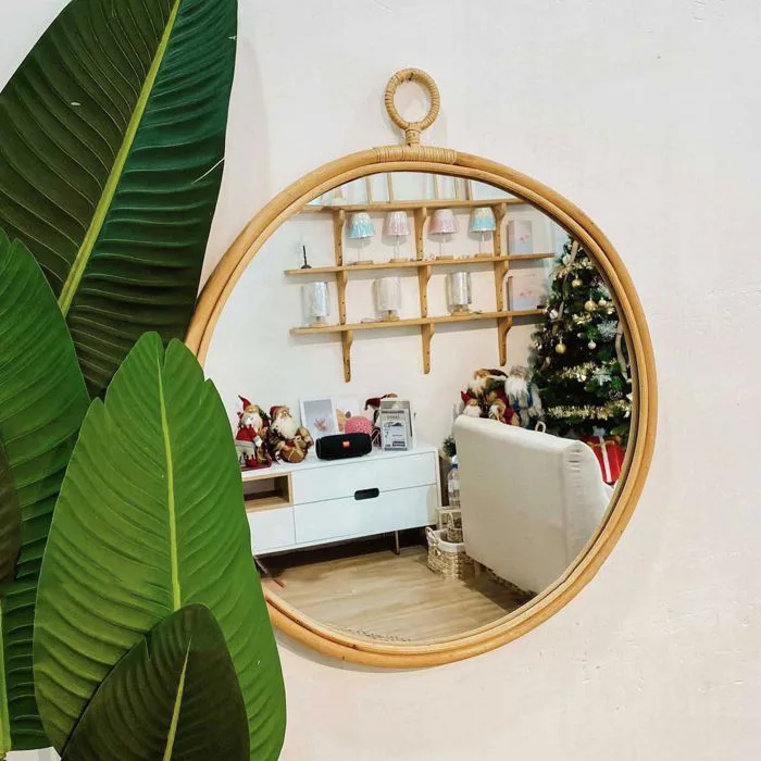 GƯƠNG TRÒN KHUNG MÂY DECOR – Nội Thất May Đo
