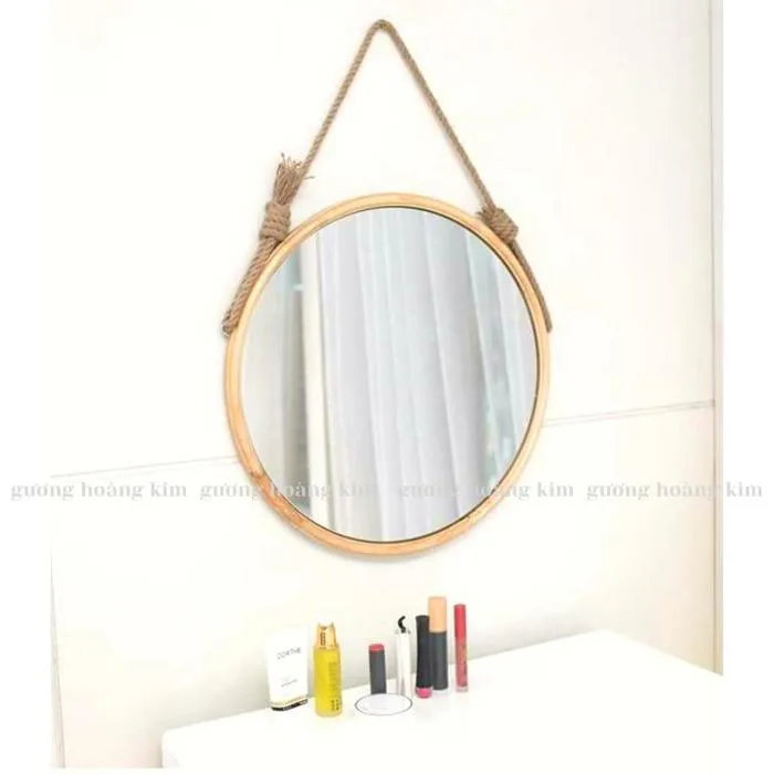 Gương Treo Tường Trang Trí, Gương Viền Gỗ Decor Full Phụ Kiện Kèm Dây Thừng  Giá Rẻ