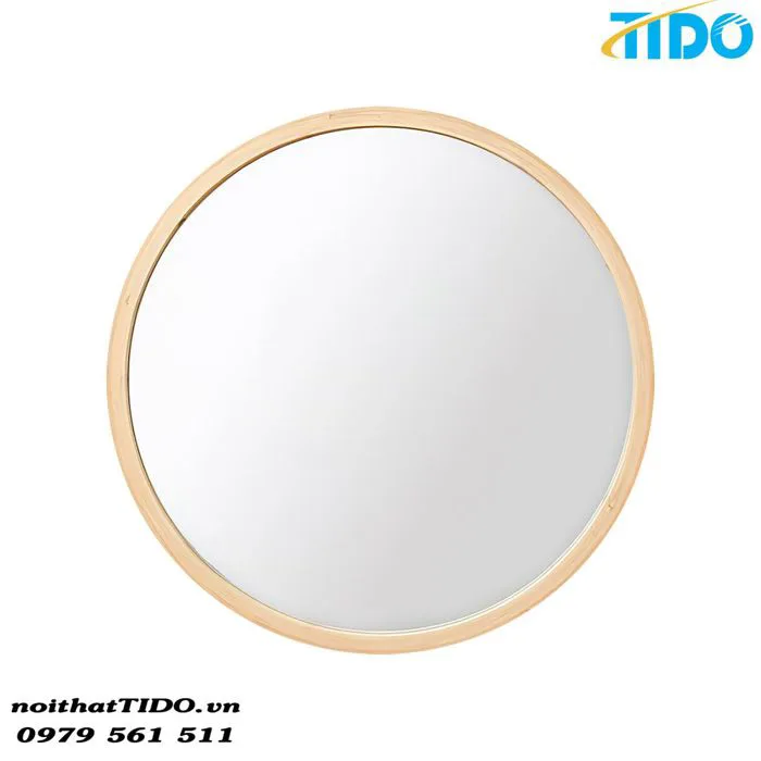 Gương Decor dáng tròn viền gỗ sồi TI-G09 – Nội Thất TIDO