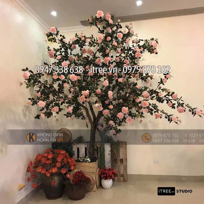 Cây Hoa Hồng Giả Đẹp - Cây giả trang trí iTREE Studio