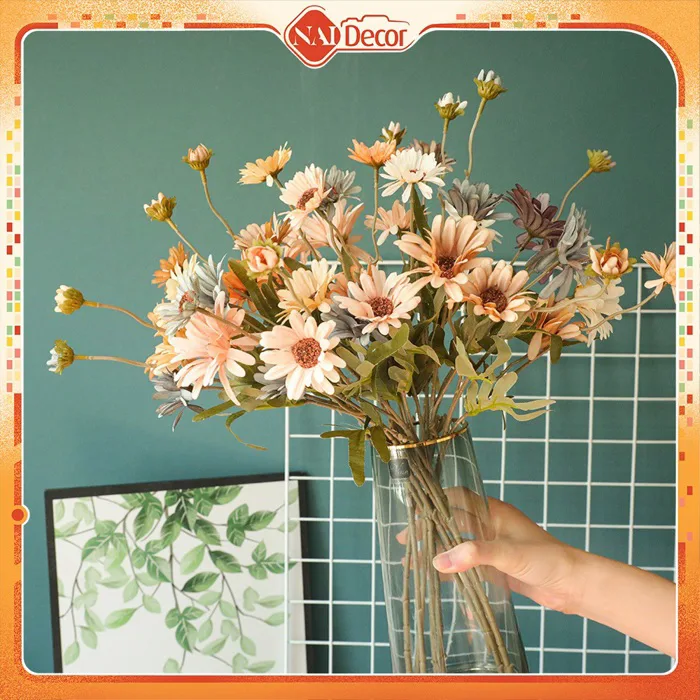 Hoa Cúc Giả Có Nụ, Hoa Lụa Phong Cách Vintage - Nai Decor