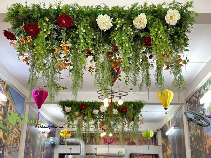 Trần hoa lá giả cho không gian xanh