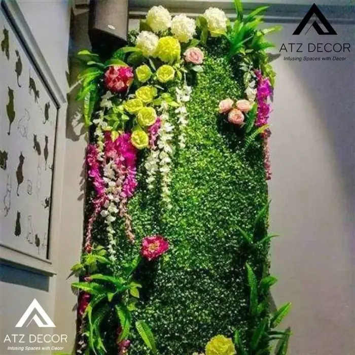 Vách hoa giả hỗn hợp decor nhà hàng tạo điểm nhấn mới lạ