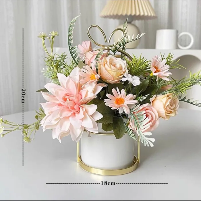 Bình hoa giả để bàn - Chậu hoa giả cắm sẵn decor trang trí phòng khách, kệ  tivi, phòng ngủ, Hoa giả decor