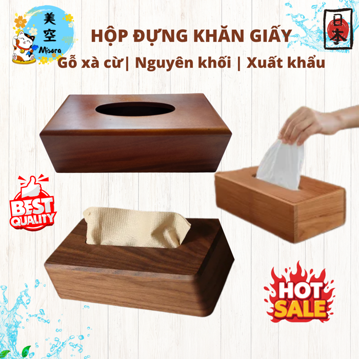 Hộp Đựng Khăn Giấy Gỗ Xà Cừ - Misorajapan.com