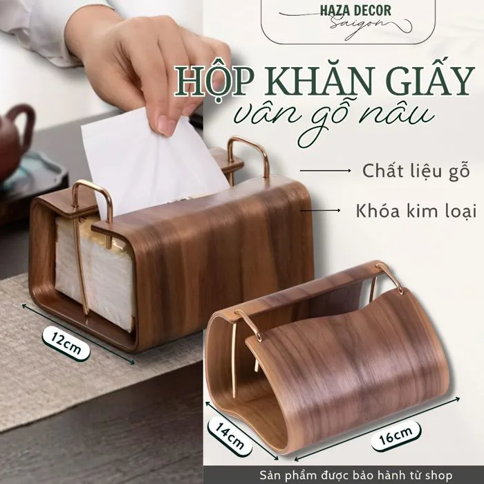 Hộp Đựng Khăn Giấy Để Bàn Vân Gỗ Nâu, Hộp Giấy Sang Trọng Cho Phòng Khách,  Bàn Ăn | Shopee Việt Nam