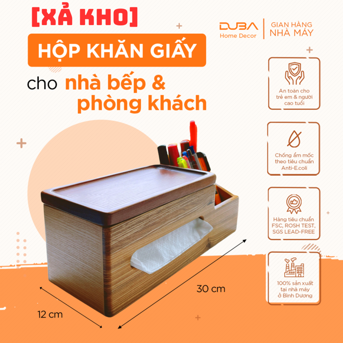 Hộp đựng khăn giấy để bàn, hộp đựng giấy ăn đa năng, hộp gỗ đựng giấy