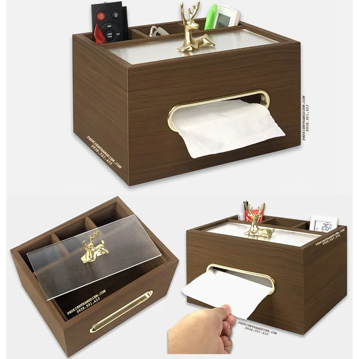 Hộp Đựng Khăn Giấy Ăn Để Bàn Bằng Gỗ Nắp Đầu Hươu Trang Trí Nội Thất - KGG22