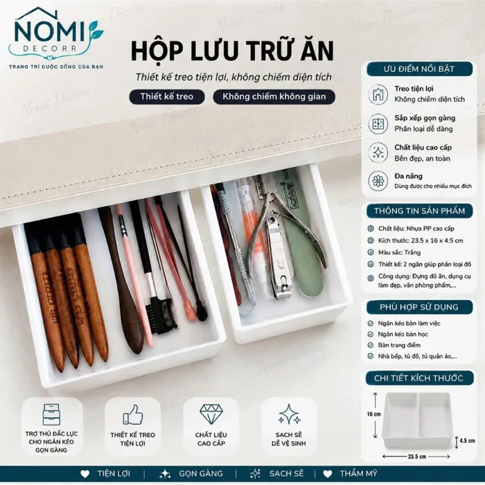 Hộp Lưu Trữ Âm Dưới Bàn Cỡ Nhỏ Đa Năng – Ngăn Kéo Bí Mật Dán Gầm Bàn, Đựng  Bút, Mỹ Phẩm, Văn Phòng Phẩm