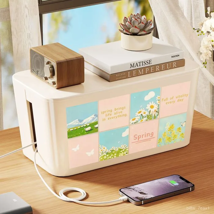 Hộp đựng ổ cắm điện kèm nắp đậy, hộp quản lý dây cáp sạc chống bụi an toàn  cho bàn làm việc | Shopee Việt Nam