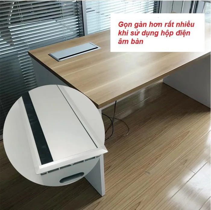 Hộp điện nhôm âm bàn làm việc TNE2-RM005B-THAP