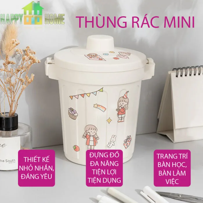 Thùng Rác Mini, Hộp Đựng Nhỏ Hình Chiếc Xô Để Bàn Học Bàn Làm Việc Có Nắp  Đậy Tiện Lợi (Bao Gồm Sticker Dán Ngẫu Nhiên) | Lazada Việt Nam