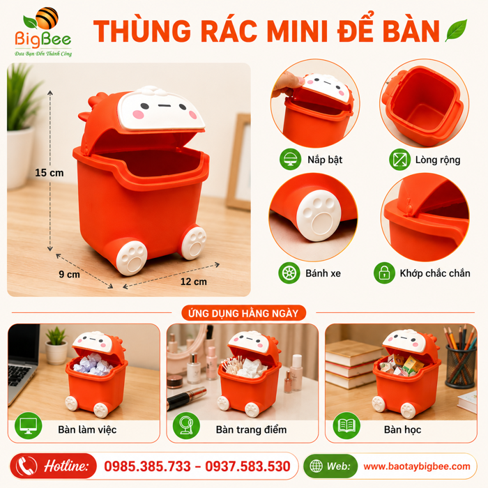 Nơi bán thùng rác mini để bàn giá rẻ mẫu đẹp dễ thương