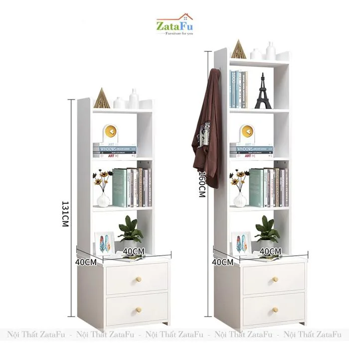 Tủ Đầu Giường Decor Nội Thất Phòng Ngủ 2 Ngăn Kéo Kèm Kệ Sách TDG-34 |  ZataFu