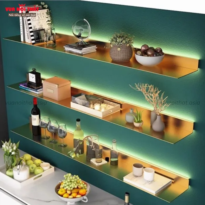 Kệ treo tường trang trí đẹp có đèn LED GTT01 giá rẻ