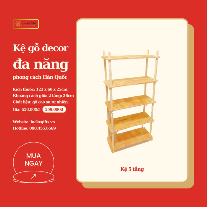 Kệ gỗ decor 2-3-4-5 tầng, kệ đa năng lắp ráp đơn giản phong cách hàn q –  Xưởng Hộp Gỗ - Quà Tết Doanh Nghiệp | LuckyGifts.vn