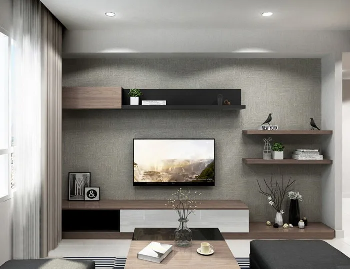 30+ Mẫu kệ trang trí phòng khách đẹp, hiện đại 2026