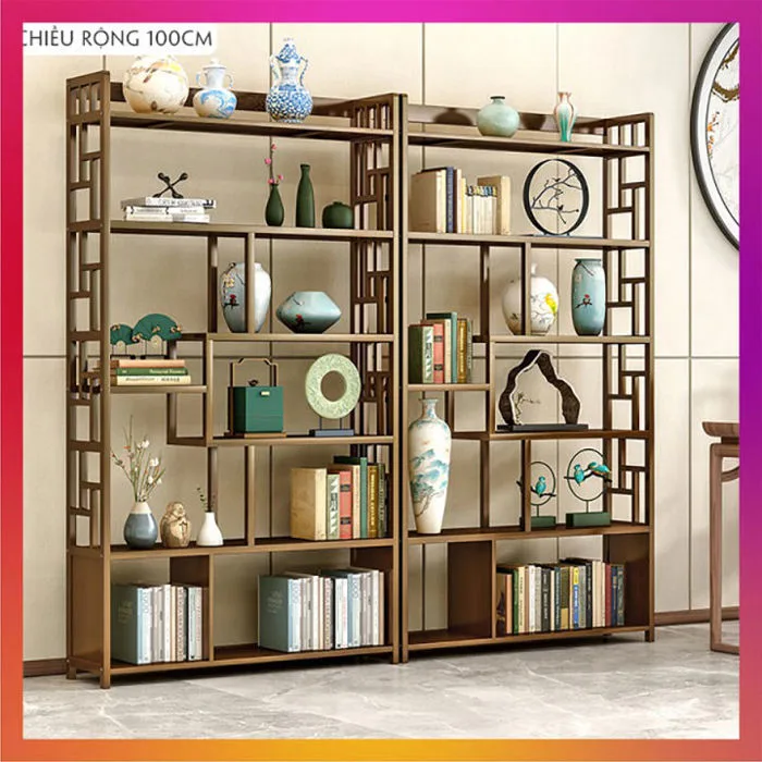 Kệ trang trí phòng kệ tủ trưng bày kệ sách kệ gỗ kiểu cổ tủ kệ decor phòng  khách phòng ngủ - Chất liệu gỗ tre an toàn không mùi bền theo