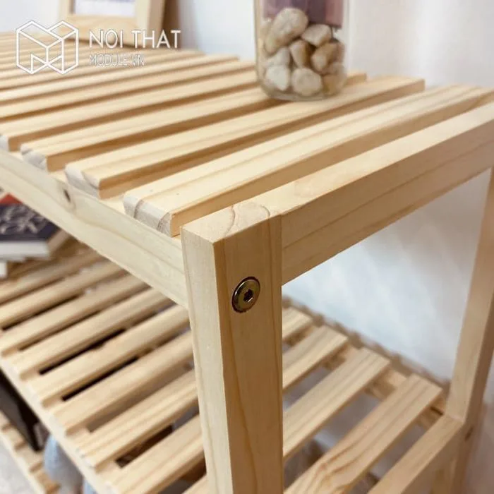 Kệ giày dép decor 3 tầng 80cm gỗ thông tự nhiên