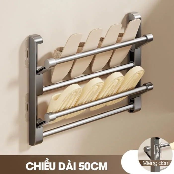 Kệ để giày dép treo tường 2 tầng LD-5233 nhôm anod không rỉ + tặng kèm  miếng dán, tắt kê và vít | Lado Home