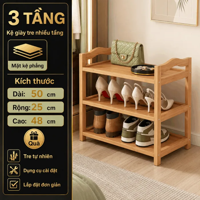 Kệ Giày Bằng Tre Phong Cách Muji Tối Giản, Giá Để Giày Dép Gỗ Tự Nhiên Lắp  Ráp Dễ Dàng Decor Không Gian Sống