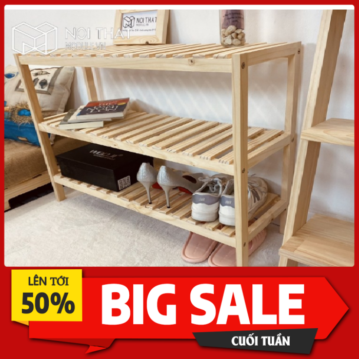 Kệ Giày Dép 3 Tầng, Kệ Decor 3 Tầng Dài 80cm, Chất Liệu Gỗ Thông Cao Cấp |  Lazada Việt Nam