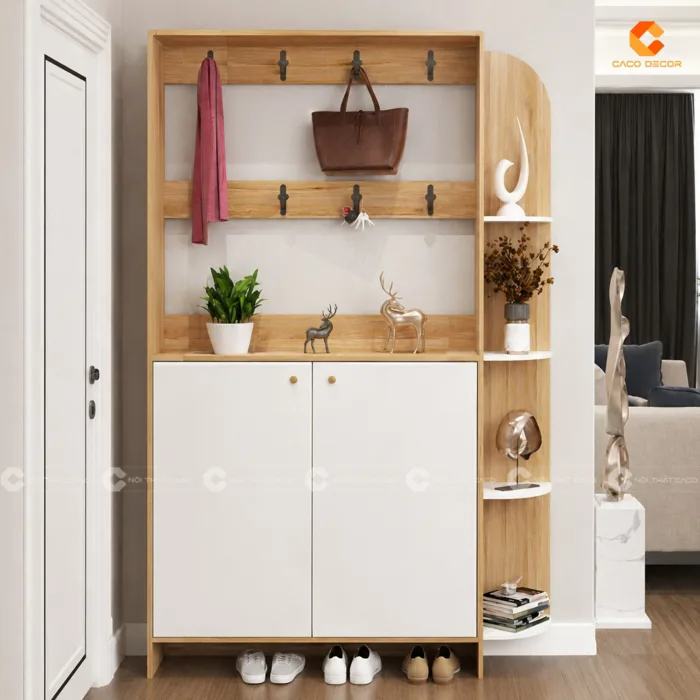 Tủ Giày Dép Gỗ MDF Tích Hợp Kệ Trưng Bày Hiện Đại - TG039
