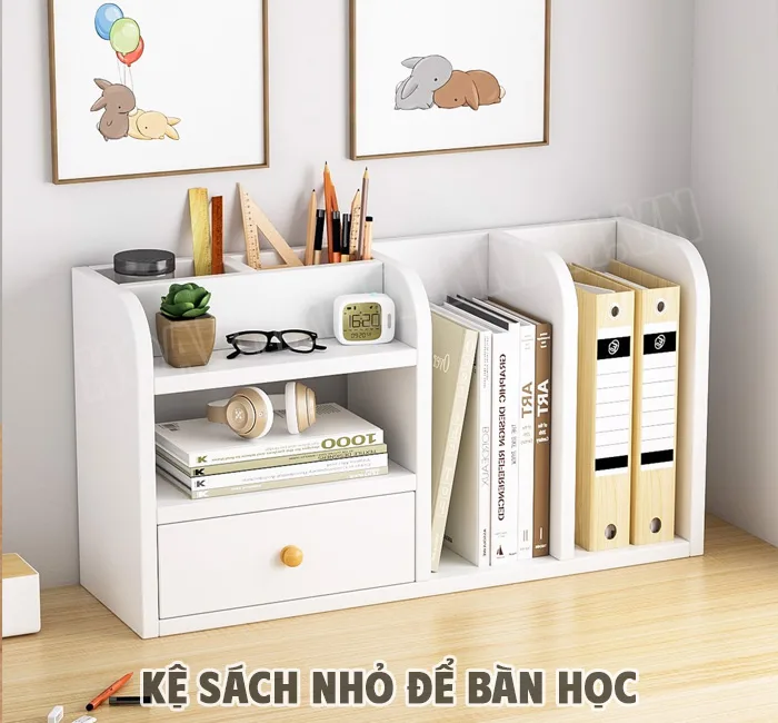 30 Mẫu kệ sách nhỏ để bàn học đẹp, tiện dụng 2026 - Nội Thất Hòa Phát