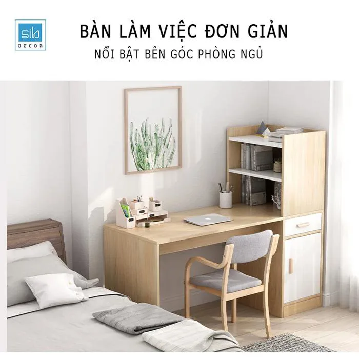 Bàn Học Kết Hợp Kệ Sách Để Phòng Ngủ, Bàn Làm Việc BLV03