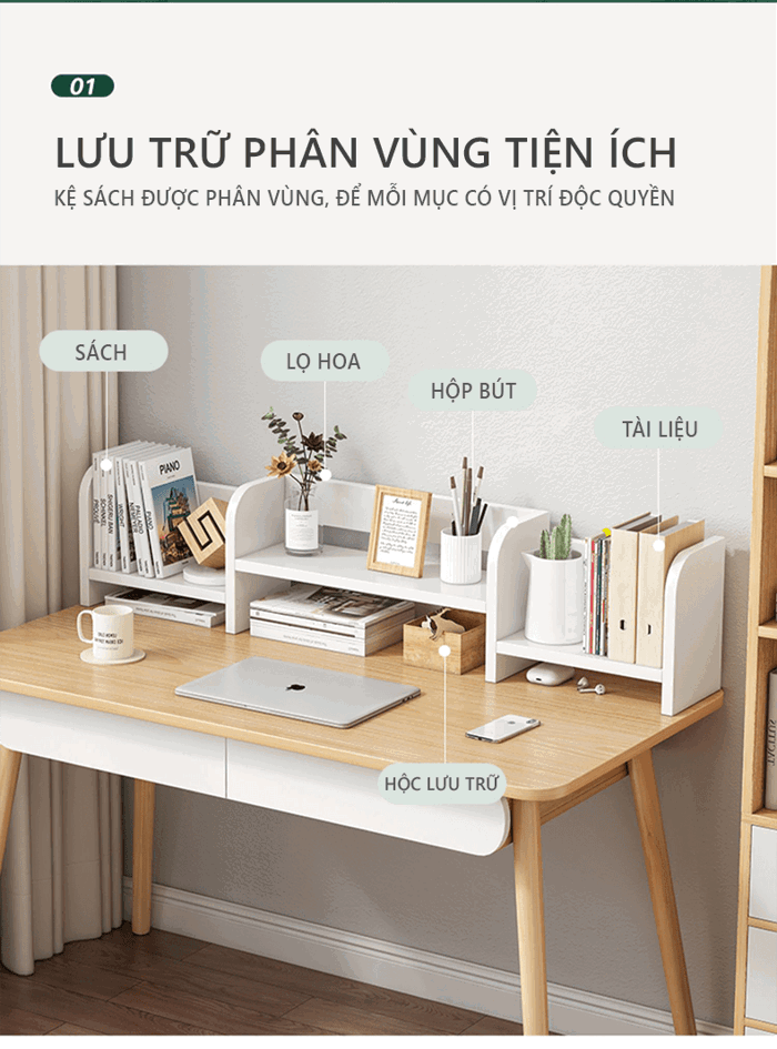 Kệ Sách Gỗ Để Bàn Gỗ MDF Nhỏ Gọn, Hiện Đại GAPI - GP261