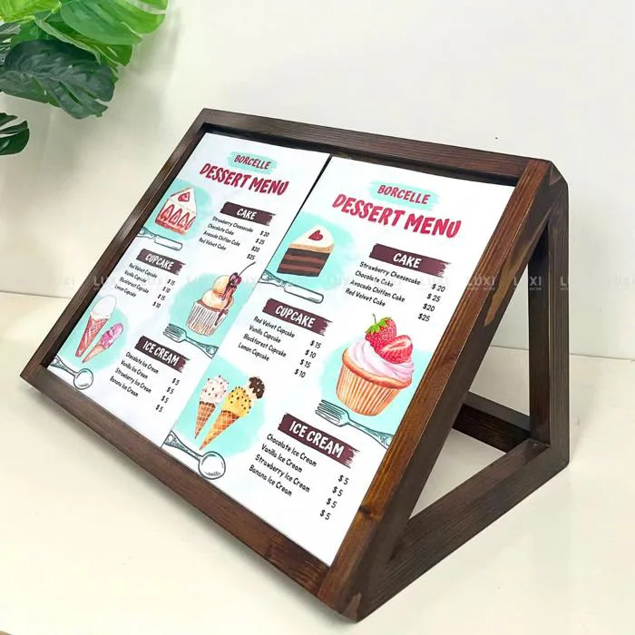 Kệ Đựng Menu Size A3 - Khung Gỗ Thông - Kèm Mica - Luxi Decor | LUXI decor