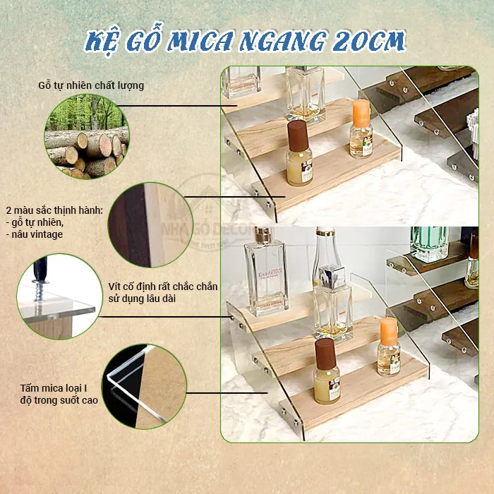 Kệ mica gỗ trưng bày mô hình giá tốt tại xưởng. Cung cấp sỉ&lẻ, khắc logo