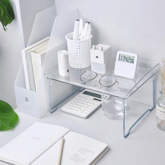 Kệ nhựa Acrylic trong suốt để đồ trang trí tiện ích kệ để bàn xếp gọn đa  năng phong cách Hàn Quốc decor bàn học