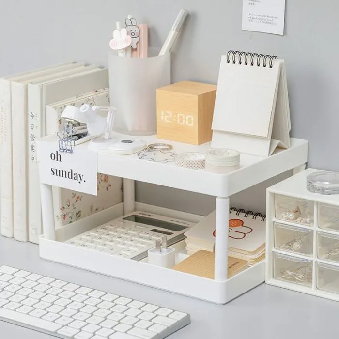 Kệ Nhựa Để Bàn 2 Tầng Mini Trắng MUJI gọn gàng Decor Bàn học | Lazada Việt  Nam