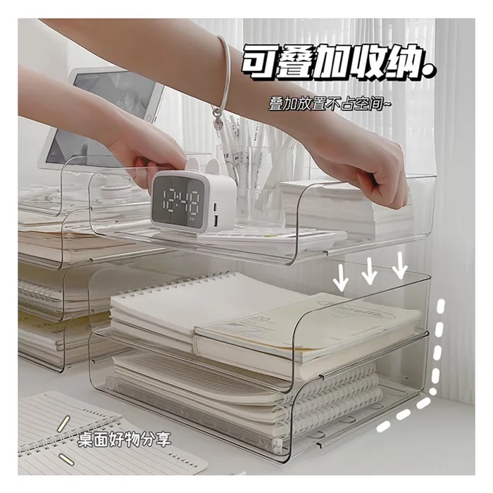 Khay nhựa trong suốt kệ đựng tài liệu a4 văn phòng xinh xắn giá đựng sách  để bàn decor bàn học kệ đựng sách để bàn